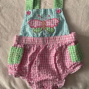 Baby Essentials Pink and Green Gingham Romper